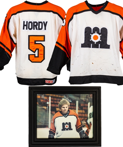Mike Hordys 1983-84 AHL Maine Mariners Game-Worn Jersey with His Signed LOA - Team Repairs! - Calder Cup Championship Season!