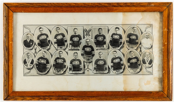 Montreal Canadiens 1930-31 Stanley Cup Champions Framed Team Picture Featuring HOFers Morenz, Joliat, Hainsworth, Mantha and Dandurand (13” x 22 ½”)
