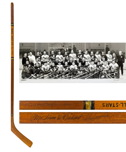 Ace Bailey 1934 Benefit All-Star Game Multi-Signed "All-Stars Team" Full Size Stick by 9 with JSA LOA - Includes Signatures of Deceased HOFers Howie Morenz, Eddie Shore, Hooley Smith and Bill Cook