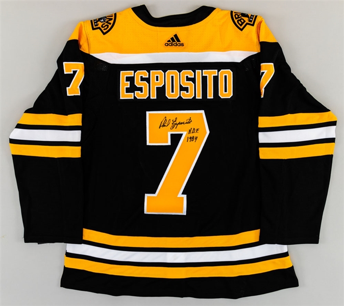 Phil Esposito Signed Boston Bruins Alternate Captain’s Jersey with LOA 