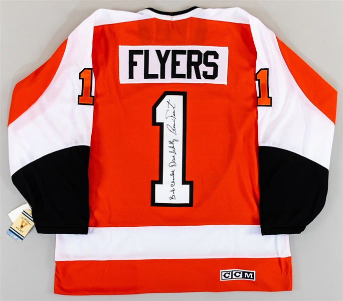 Bobby Clarke, Bernie Parent and Dave Schultz Signed Philadephia Flyers Jersey with LOA 