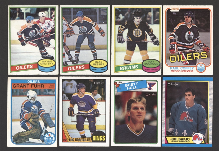 1980-81 to 1989-90 O-Pee-Chee Hockey Sets/Near Complete Sets (7) and Extras (1300+) Plus 1980-81 Pepsi Caps (225+)