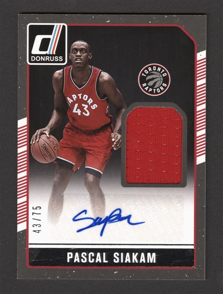 2016-17 Donruss Rookie Materials Basketball Card #20 Pascal Siakam Jersey/Auto (43/75)