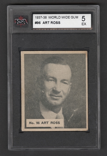 1937-38 World Wide Gum V356 Hockey Card #96 HOF Art Ross - Graded KSA 5