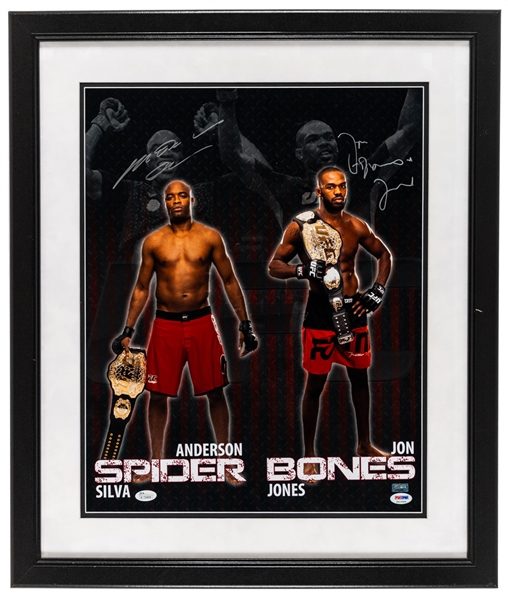 Jon “Bones” Jones and Anderson “Spider” Silva Signed Framed Poster with JSA Basic Cert and PSA/DNA COAs (22 ½” x 26 ½”) 
