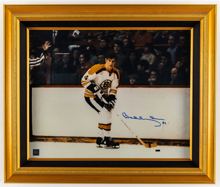 Bobby Orr Signed Boston Bruins Victoriaville Replica Stick and Signed Framed Photo (21 ½” x 25 ½”) with GNR COAs