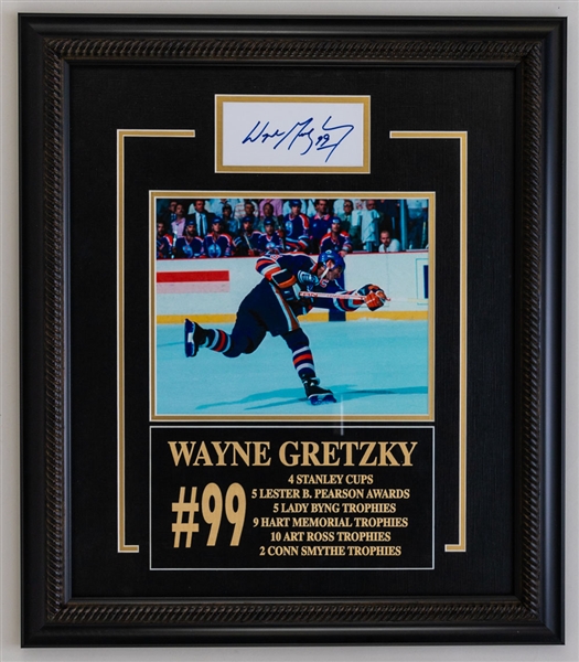 Wayne Gretzky Signed Edmonton Oilers "Awarded Hardware" Framed Display (22 ½” x 19 ½”)