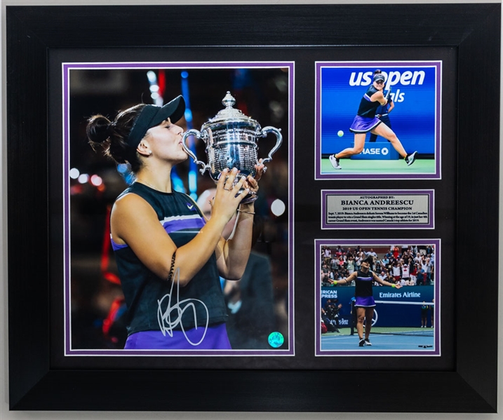 Bianca Andreescu Signed 2019 US Open Tennis Champion Frame with COA (23 /14" x 19 1/4") 