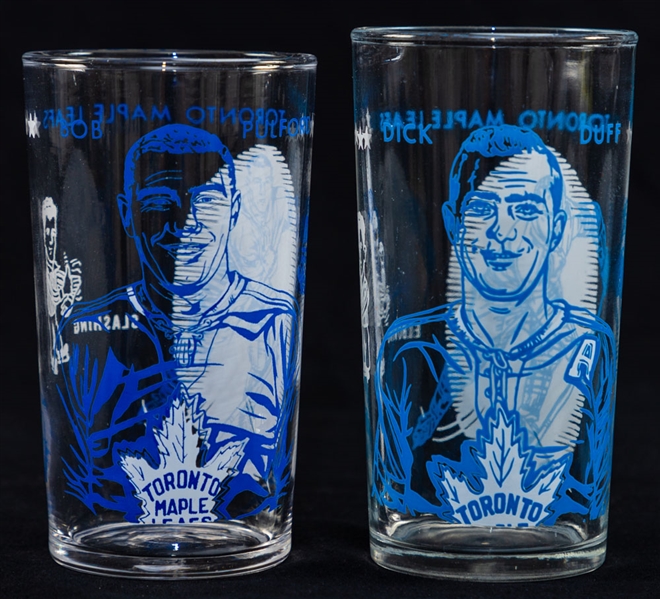 1960-61 Bob Pulford and 1961-62 Dick Duff Toronto Maple Leafs York Peanut Butter Glasses