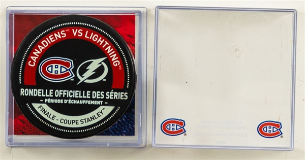 Montreal Canadiens vs Tampa Bay Lightning 2021 Stanley Cup Finals Game 3 Used Warm-Up Puck with COA