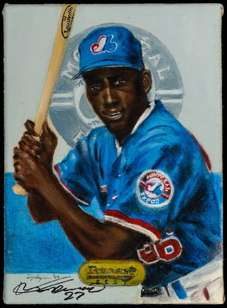 Vladimir Guerrero Signed 1995 Bowmans Best Rookie Card Painting on Canvas