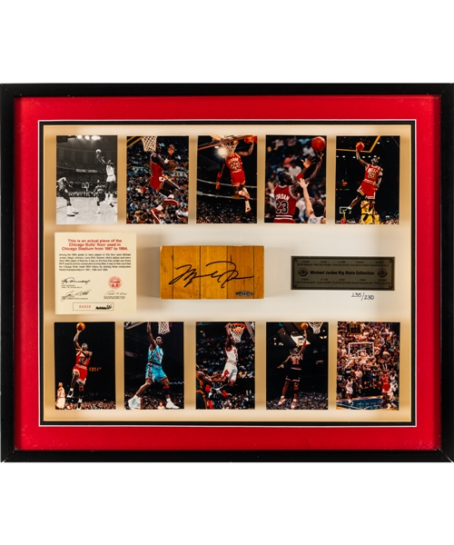 Michael Jordan Chicago Bulls "Big Shots" Signed United Center Game-Used Floor Section Limited-Edition Framed Display #135/230 with UDA COA (21" x 25")