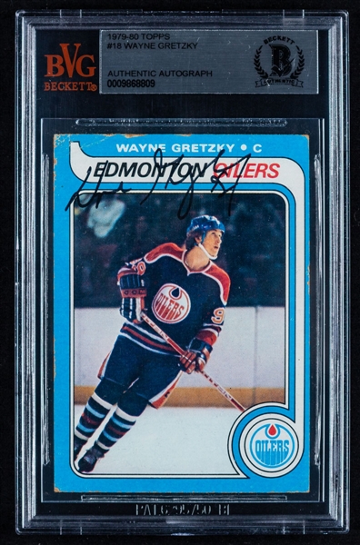 1979-80 Topps Hockey #18 HOFer Wayne Gretzky Signed Rookie Card - Beckett Authenticated
