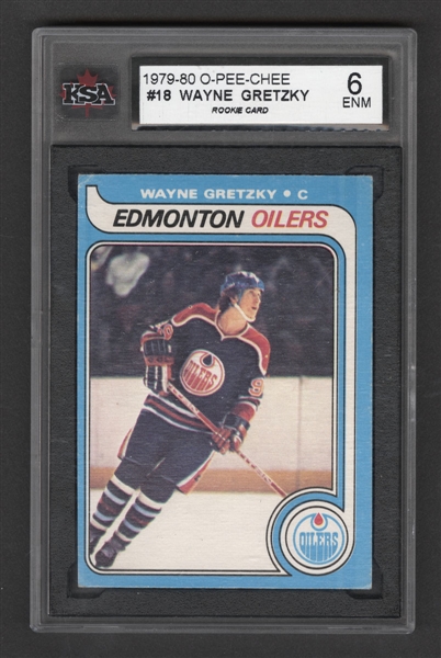 1979-80 O-Pee-Chee Hockey Card #18 HOFer Wayne Gretzky Rookie - Graded KSA 6