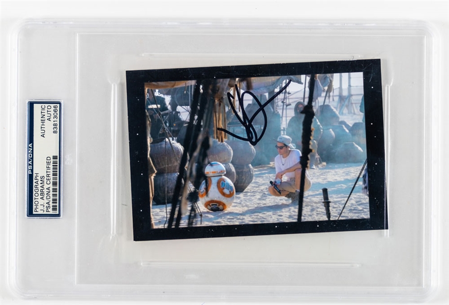 American Film Maker/Composer J.J. Abrams Signed Star Wars Photo (PSA/DNA Certified) and American Film Director/Producer Rian Johnson Signed The Last Jedi Director Board (JSA Authenticated)
