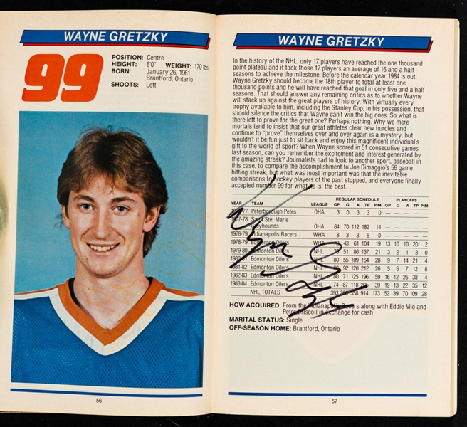 Edmonton Oilers 1984-85 Stanley Cup Champions Team-Signed Media Guide Including Gretzky, Messier, Fuhr, Coffey, Kurri, Moog, Anderson and Lowe with JSA LOA