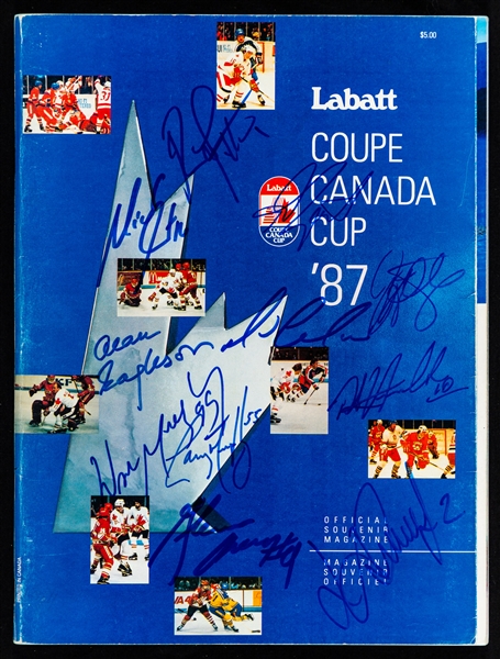 Team Canada Multi-Signed 1987 Canada Cup Program Including Wayne Gretzky and Mario Lemieux with JSA LOA