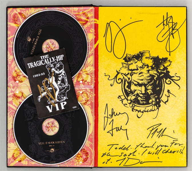Canadian Rock Band Tragically Hip Memorabilia and Autograph Collection Including Band-Signed 2005 Hipeponymous CD Box Set (JSA LOA) and 1992-93 Tragically Hip VIP Pass Signed by Gord Downie (JSA LOA)