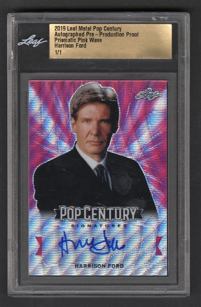 2019 Leaf Metal Pop Century Autographed Pre-Production Proof Prismatic Pink Wave Harrison Ford (1/1)