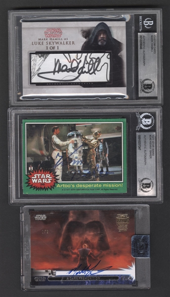 Star Wars Signed Card Collection (11) Including Mark Hamill (Luke Skywalker), Kenny Baker (R2-D2), Matt Lanter (Anakin Skywalker) and Others - All Certified Autographs