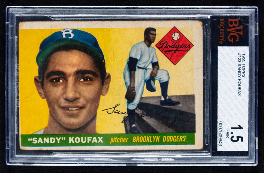 1955 Topps Baseball #123 Sandy Koufax Rookie Card - Graded Beckett 1.5