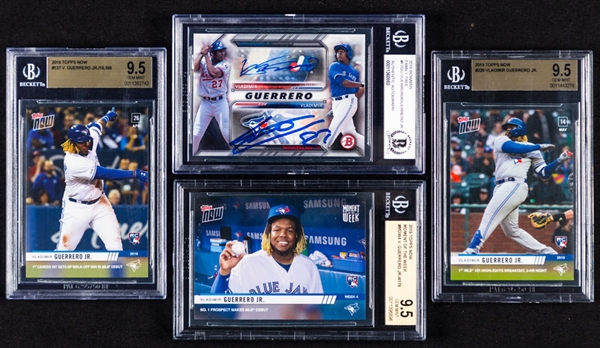 Vladimir Guerrero Jr. Baseball Card Collection (5) Including 2016 Bowman Family Tree #FTGU Autographs Vladimir Guerrero Jr and Sr (Beckett Authentic)