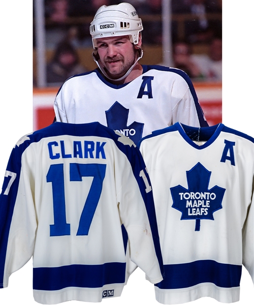 Wendel Clarks 1989-90 Toronto Maple Leafs Signed Game-Worn Alternate Captains Jersey - Team Repairs! - Photo-Matched!