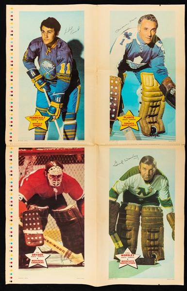 1971-72 O-Pee-Chee NHL Hockey Poster Complete Set of 24 in Uncut Sheets (6) Plus Extra Uncut Sheet