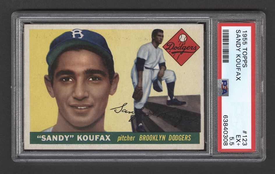 1955 Topps Baseball Card #123 Sandy Koufax Rookie - Graded PSA 5.5