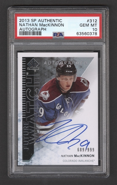2013-14 Upper Deck SP Authentic Future Watch Autographed Hockey Card #312 Nathan MacKinnon Rookie (689/999) - Graded PSA 10