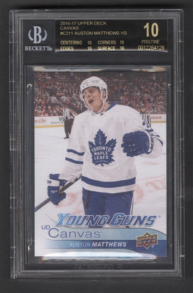 2016-17 Upper Deck Young Guns Canvas Hockey Card #C211 Auston Matthews Rookie - Graded Beckett Pristine 10