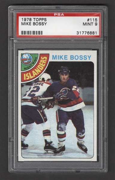1978-79 Topps Hockey #115 HOFer Mike Bossy Rookie Card - Graded PSA 9