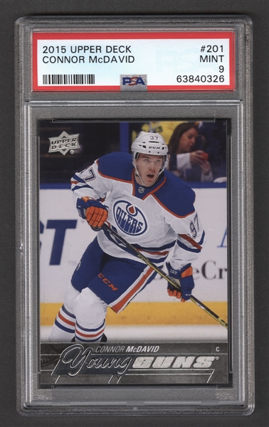 2015-16 Upper Deck Young Guns Hockey Card #201 Connor McDavid Rookie - Graded PSA 9