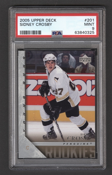 2005-06 Upper Deck Young Guns Hockey Card #201 Sidney Crosby Rookie - Graded PSA 9