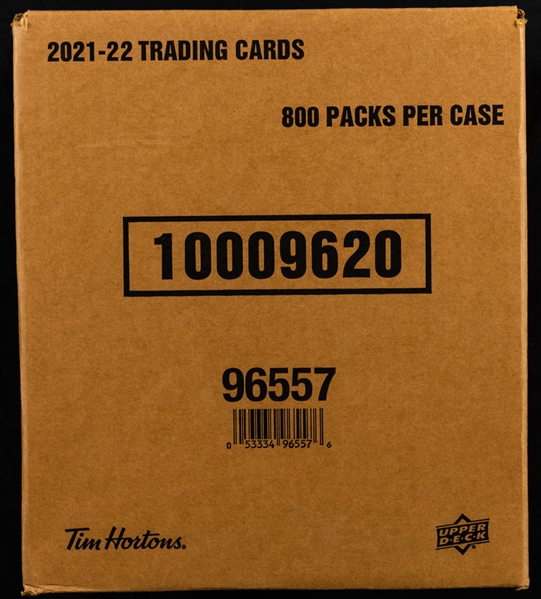 2021-22 Upper Deck Tim Horton Hockey Factory Sealed Case Containing 8 Unopened Boxes (800 Unopened Packs) 