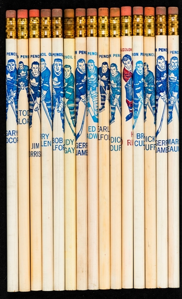 1955-57 Toronto Maple Leafs and Montreal Canadiens Unused Dixon Pencil Collection of 15