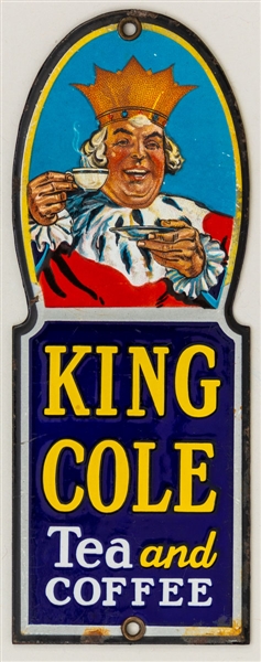 Scarce Vintage King Cole Tea and Coffee Porcelain Palm Press Plus King Cole Tea Porcelain Door Push Bar