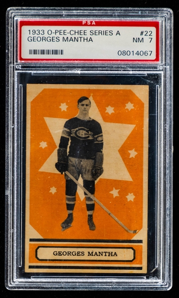 1933-34 O-Pee-Chee V304 Series "A" Hockey Card #22 Georges Mantha Rookie - Graded PSA 7