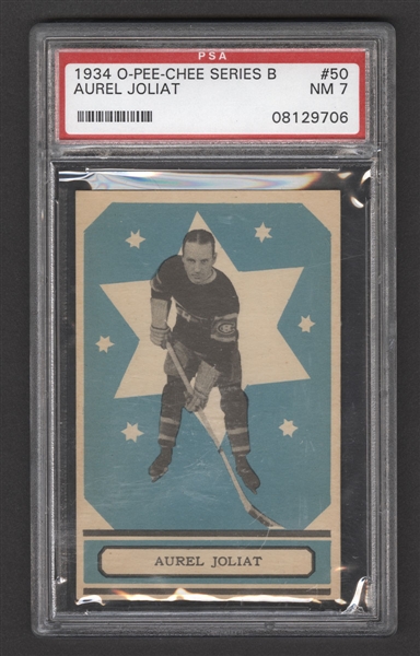 1933-34 O-Pee-Chee V304 Series "B" Hockey Card #50 HOFer Aurele Joliat - Graded PSA 7