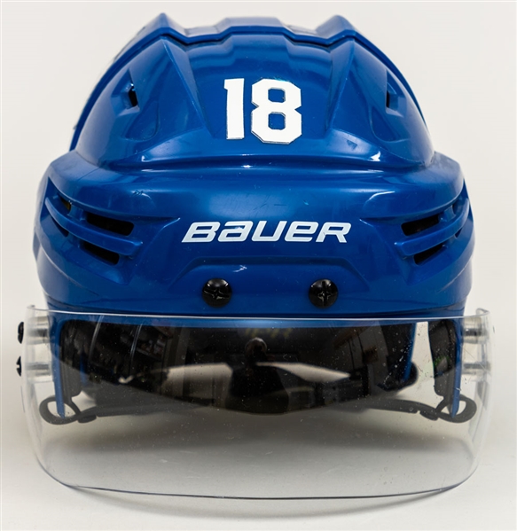 Andreas Johnsson’s 2018-19 Toronto Maple Leafs Bauer Game-Worn Rookie Season Helmet with Team LOA – Photo-Matched! 