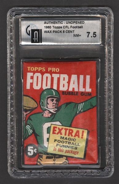 1960 Topps CFL Football Unopened Wax Pack - GAI Certified NM+ 7.5 - Joe Kapp Rookie Year 