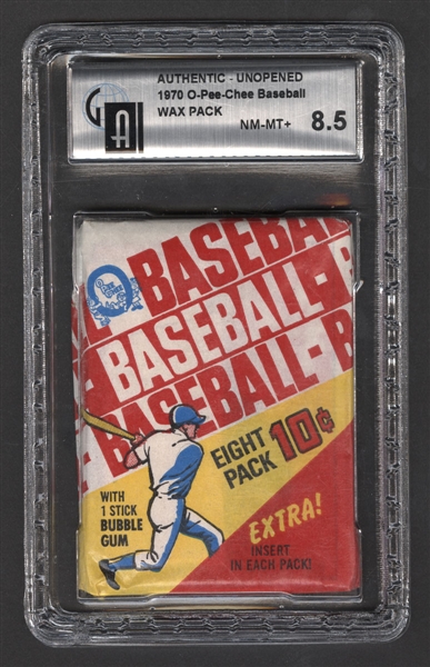 1970 O-Pee-Chee Baseball Unopened Wax Pack - GAI Certified NM-MT 8.5 - Thurman Munson Rookie Year