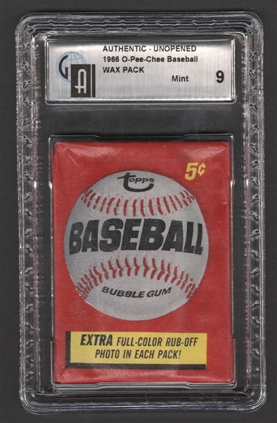 1966 O-Pee-Chee Baseball Unopened Wax Pack - GAI Certified MINT 9 - Jim Palmer Rookie Year