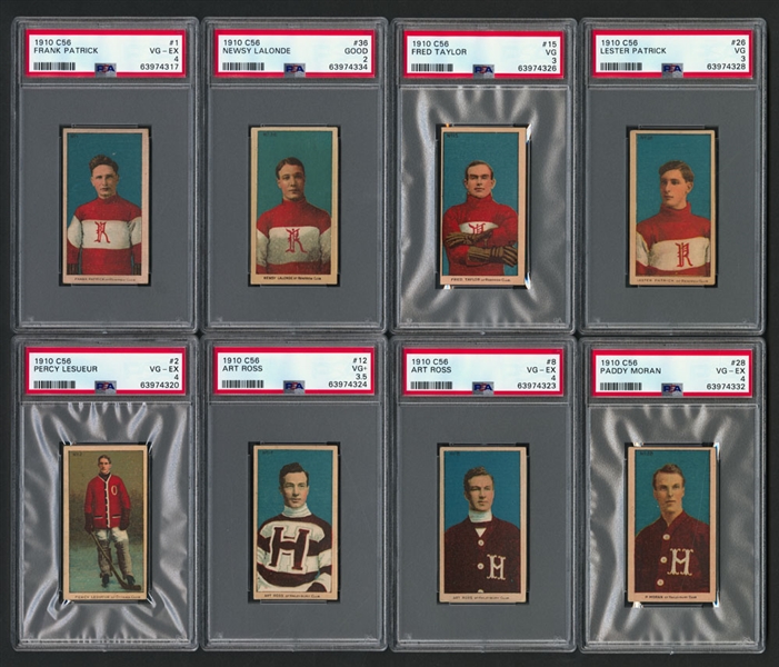 1910-11 Imperial Tobacco C56 Hockey Complete 36-Card Set - Includes PSA-Graded Cards of HOFers Cyclone Taylor, Newsy Lalonde, Art Ross (2), Lester and Frank Patrick, Paddy Moran and Percy LeSueur