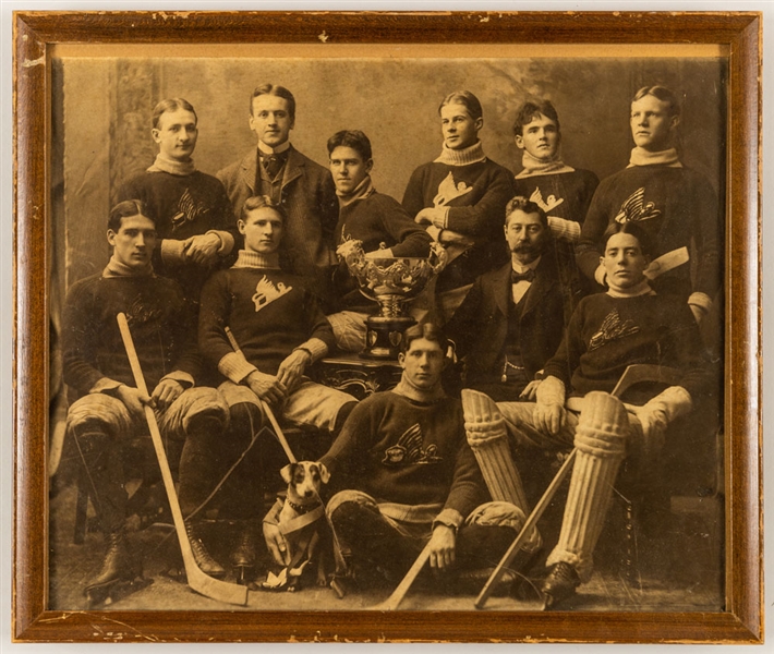 Early-1900s “Winged Skate” Hockey Team Large Format Framed Photo (15” x 18”) 