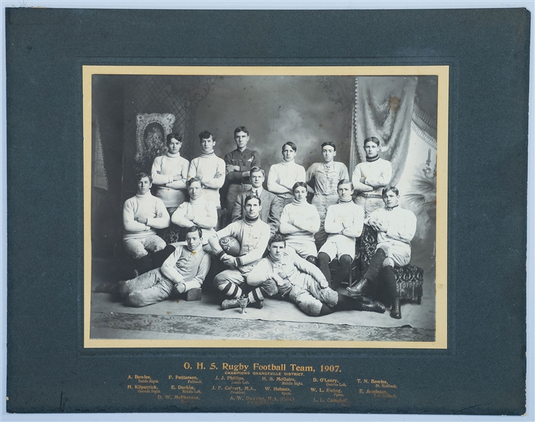 Orangeville High School 1907 Rugby Football Team Cabinet Photo – From the Collection of Mark Rucker (16” x 20”) 