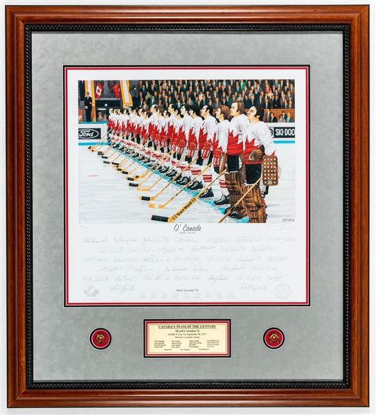 Team Canada 1972 Canada-Russia Series "OCanada" Team-Signed Limited-Edition Daniel Parry Framed Lithograph #515/972 with COA