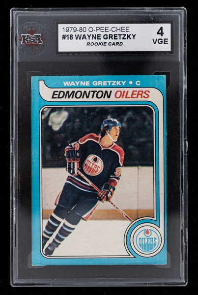 1979-80 O-Pee-Chee Hockey Card #18 HOFer Wayne Gretzky Rookie - Graded KSA 4