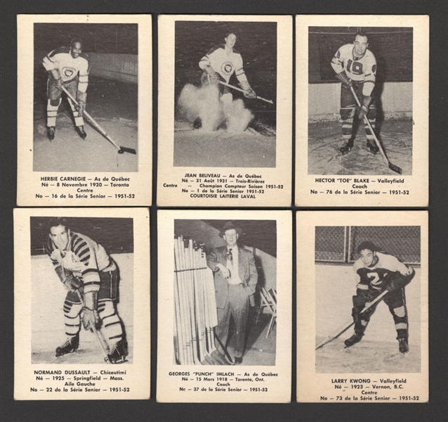 1951-52 Laval Dairy QSHL Hockey (53 Cards Including Beliveau, Carnegie, Blake & Imlach) and 1952-53 Laval Dairy QSHL Hockey (42 Cards)