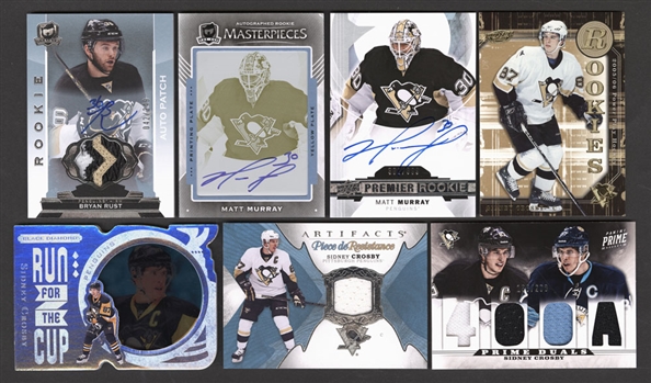Pittsburgh Penguins Hockey Cards (85) Including Patches/Autographs/Rookies - Crosby, Rust, Letang, Fleury, Murray, Kunitz, Kessel, Barrasso, Coffey